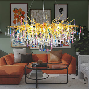 Doris Rain Crystal Branch Chandelier 54"L-Vancei