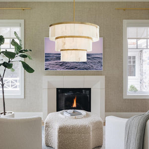 Glacera Alabaster 3 Tier Chandelier 35''D