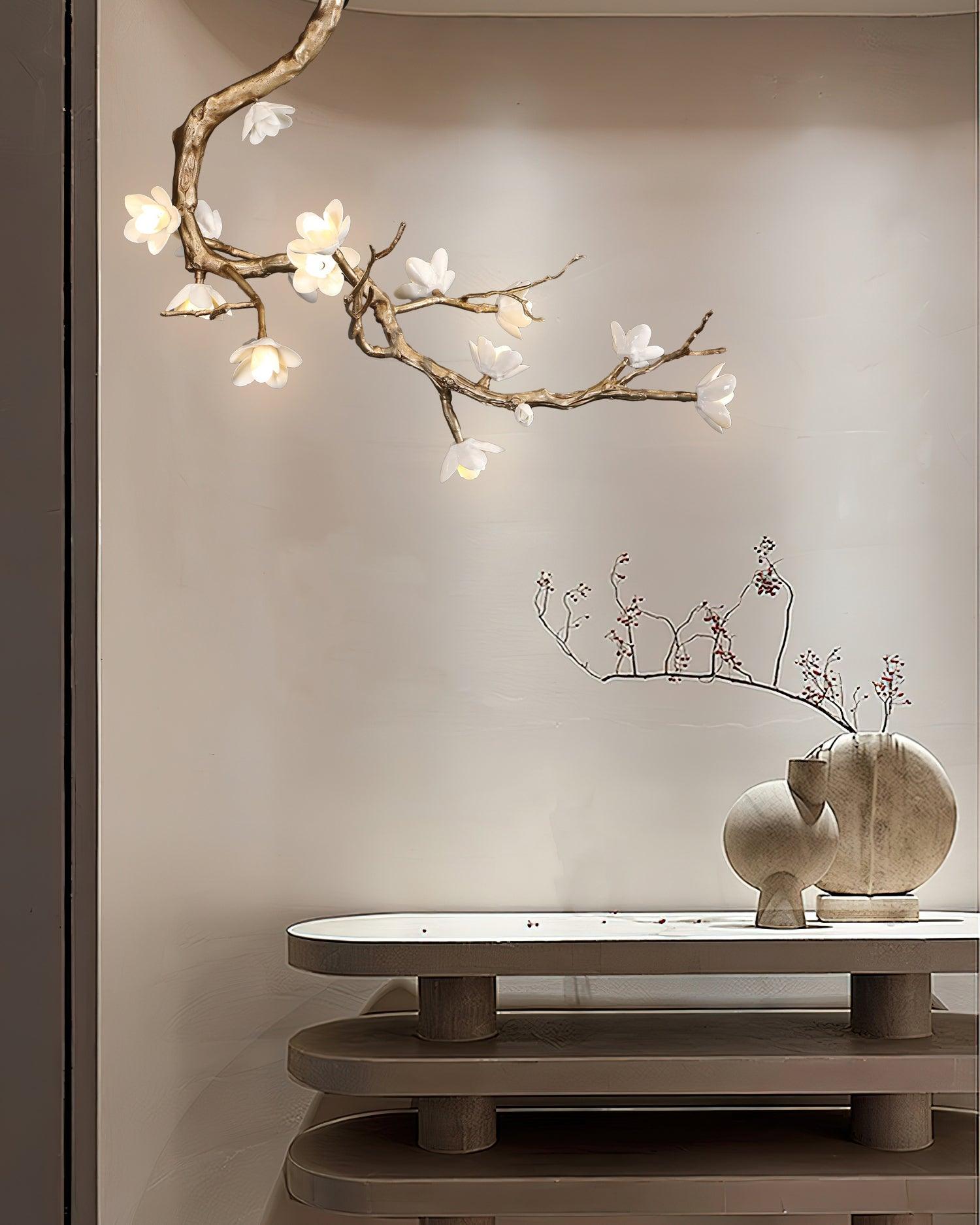 Aura Flora Brass Flower Branch Chandelier