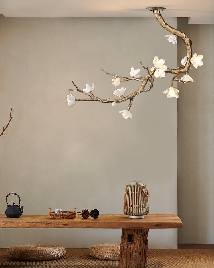 Aura Flora Brass Flower Branch Chandelier