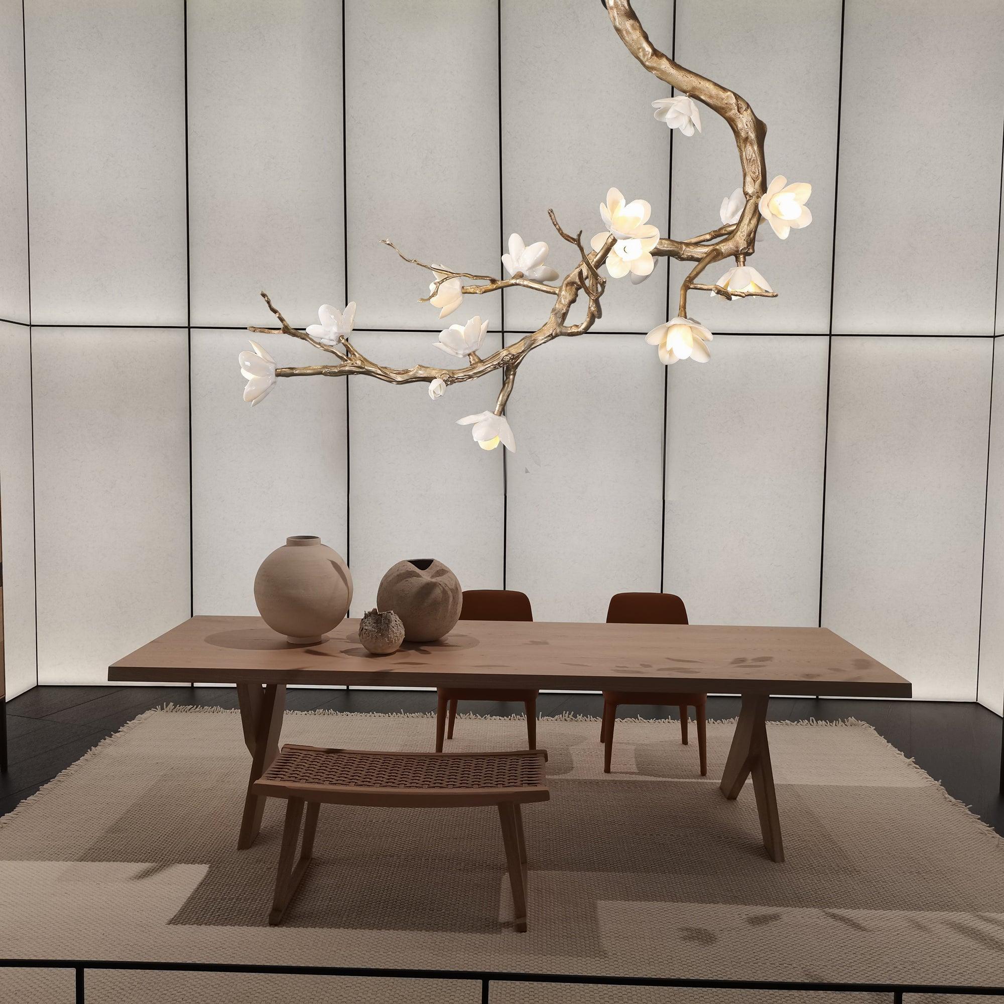 Aura Flora Brass Flower Branch Chandelier