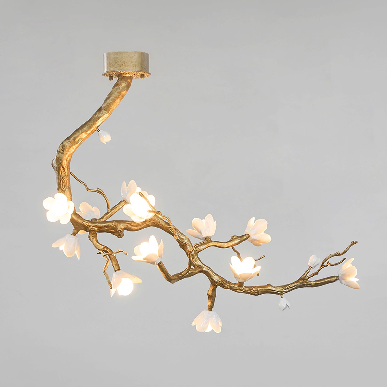 Aura Flora Brass Flower Branch Chandelier