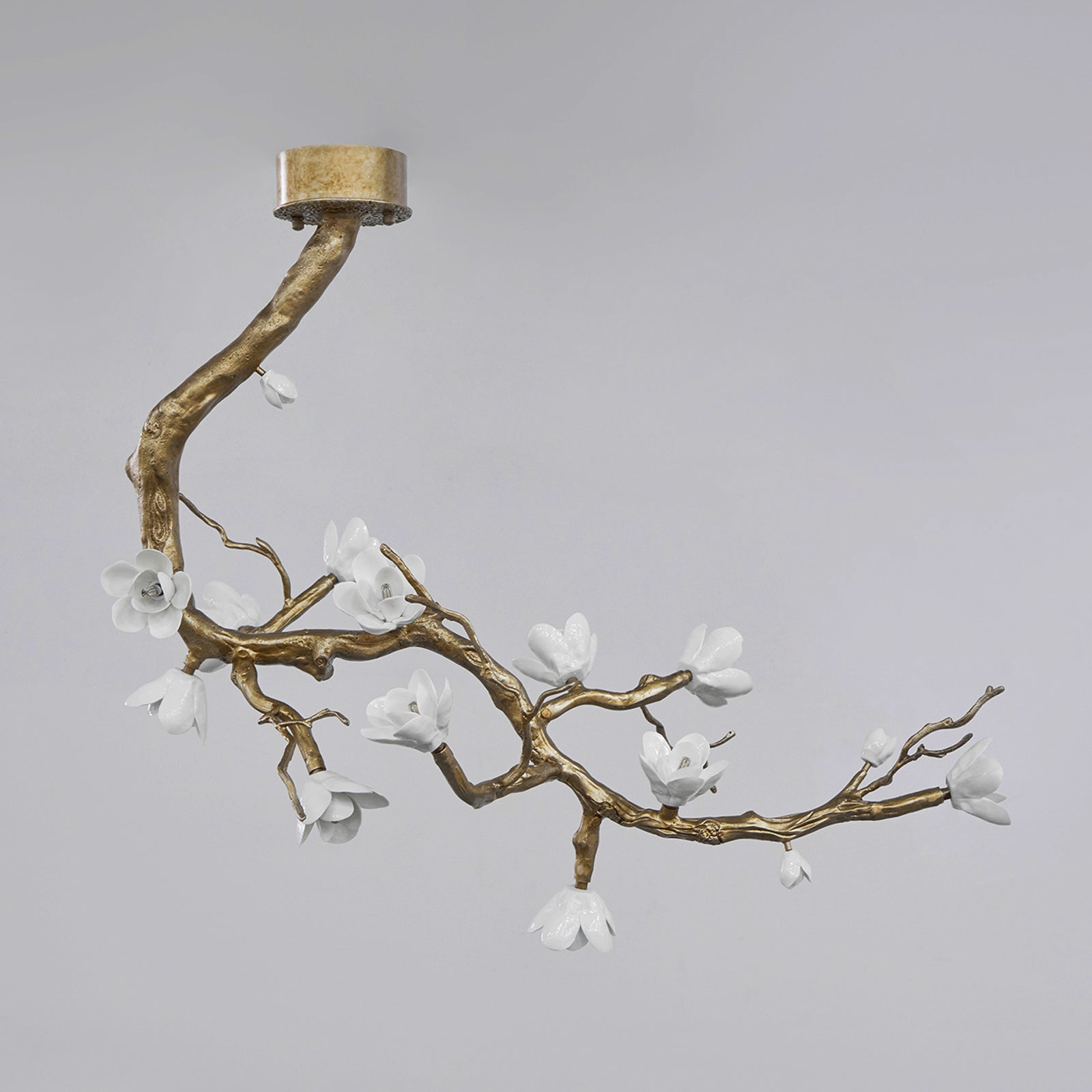 Aura Flora Brass Flower Branch Chandelier