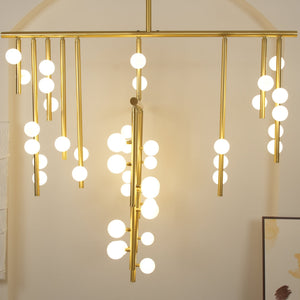 Brass Glass Drop Chandelier-Vancei