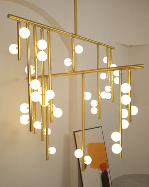 Brass Glass Drop Chandelier-Vancei