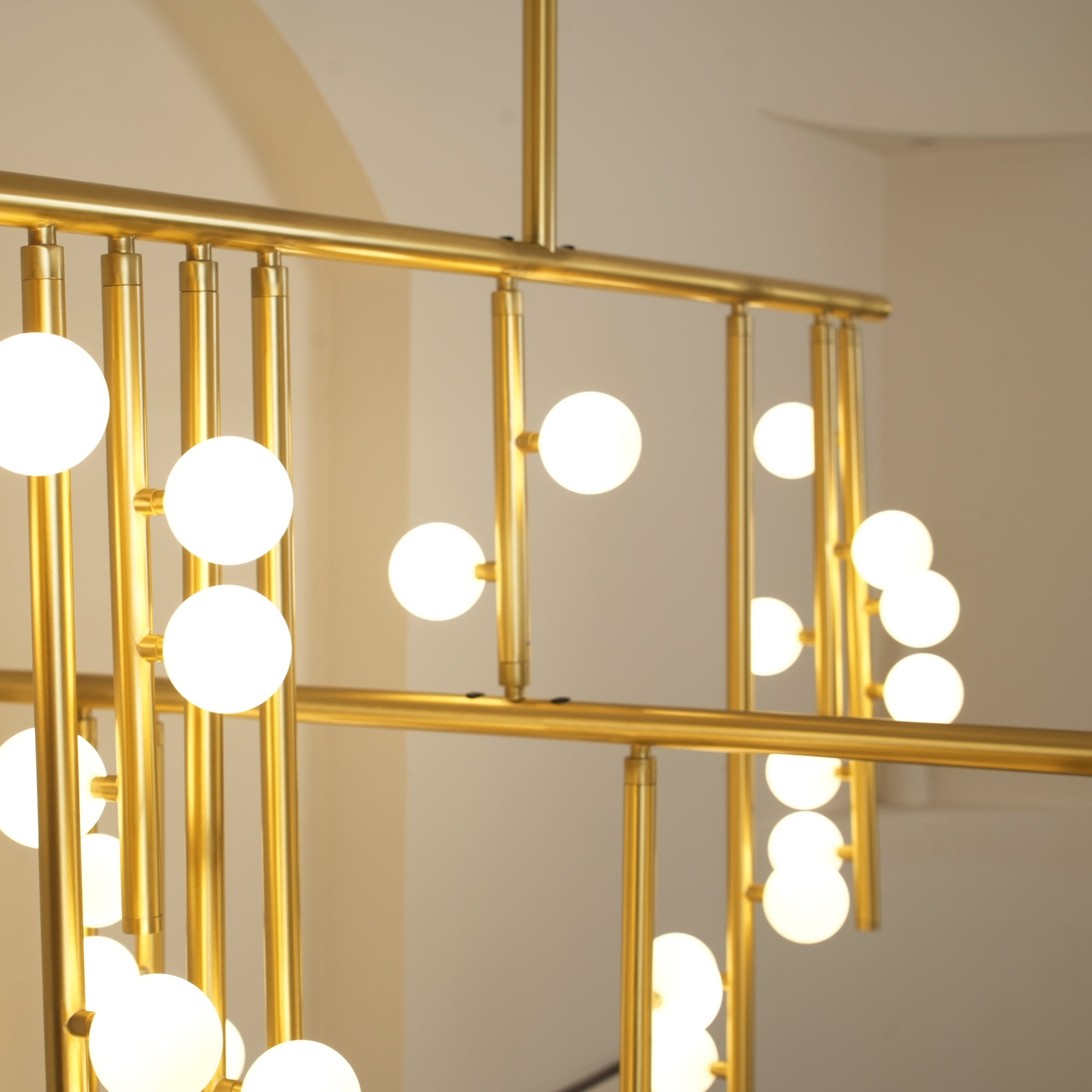 Brass Glass Drop Chandelier-Vancei