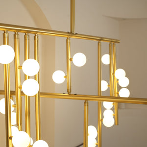 Brass Glass Drop Chandelier-Vancei