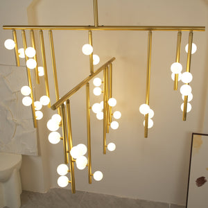 Brass Glass Drop Chandelier-Vancei