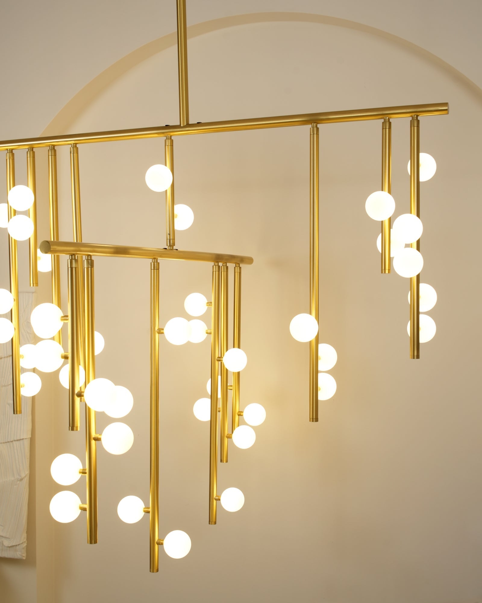 Brass Glass Drop Chandelier-Vancei