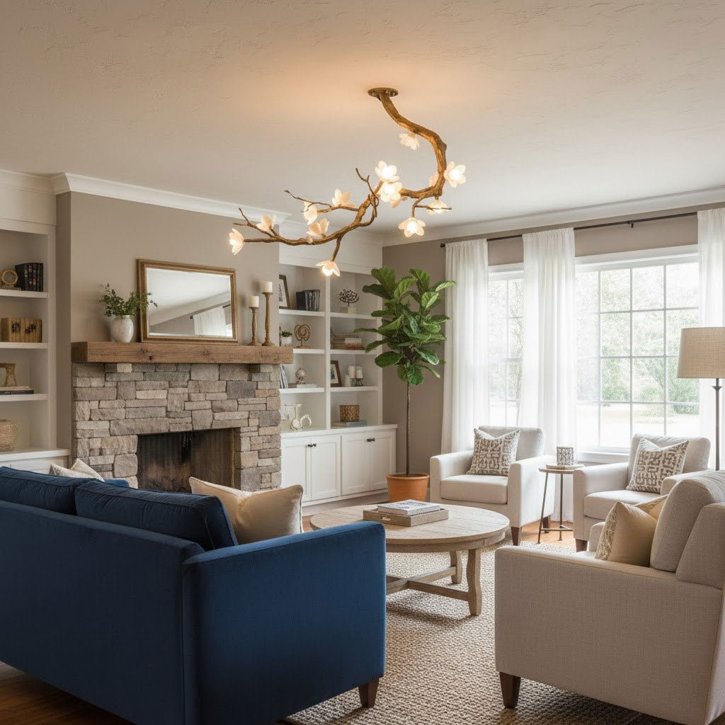 Aura Flora Brass Flower Branch Chandelier