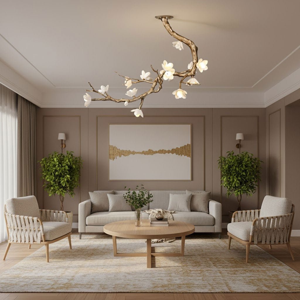 Aura Flora Brass Flower Branch Chandelier