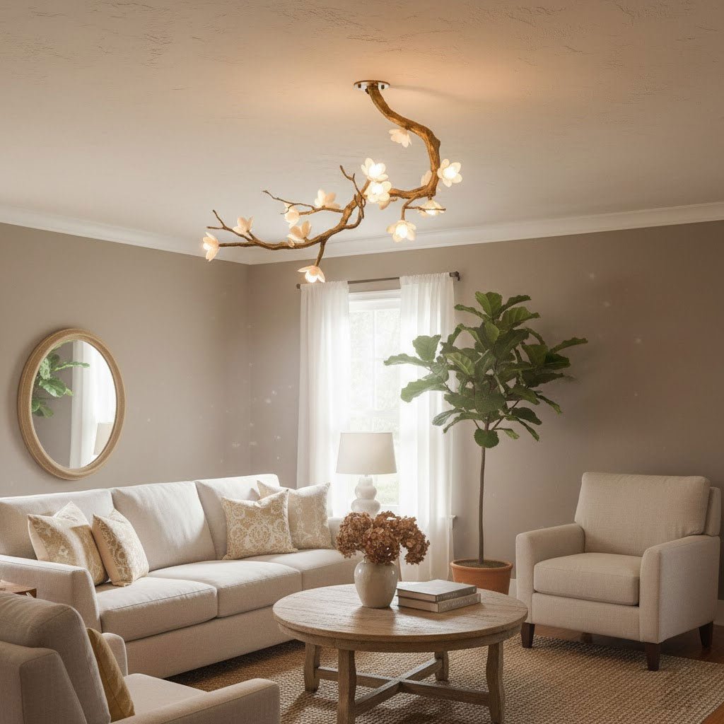 Aura Flora Brass Flower Branch Chandelier