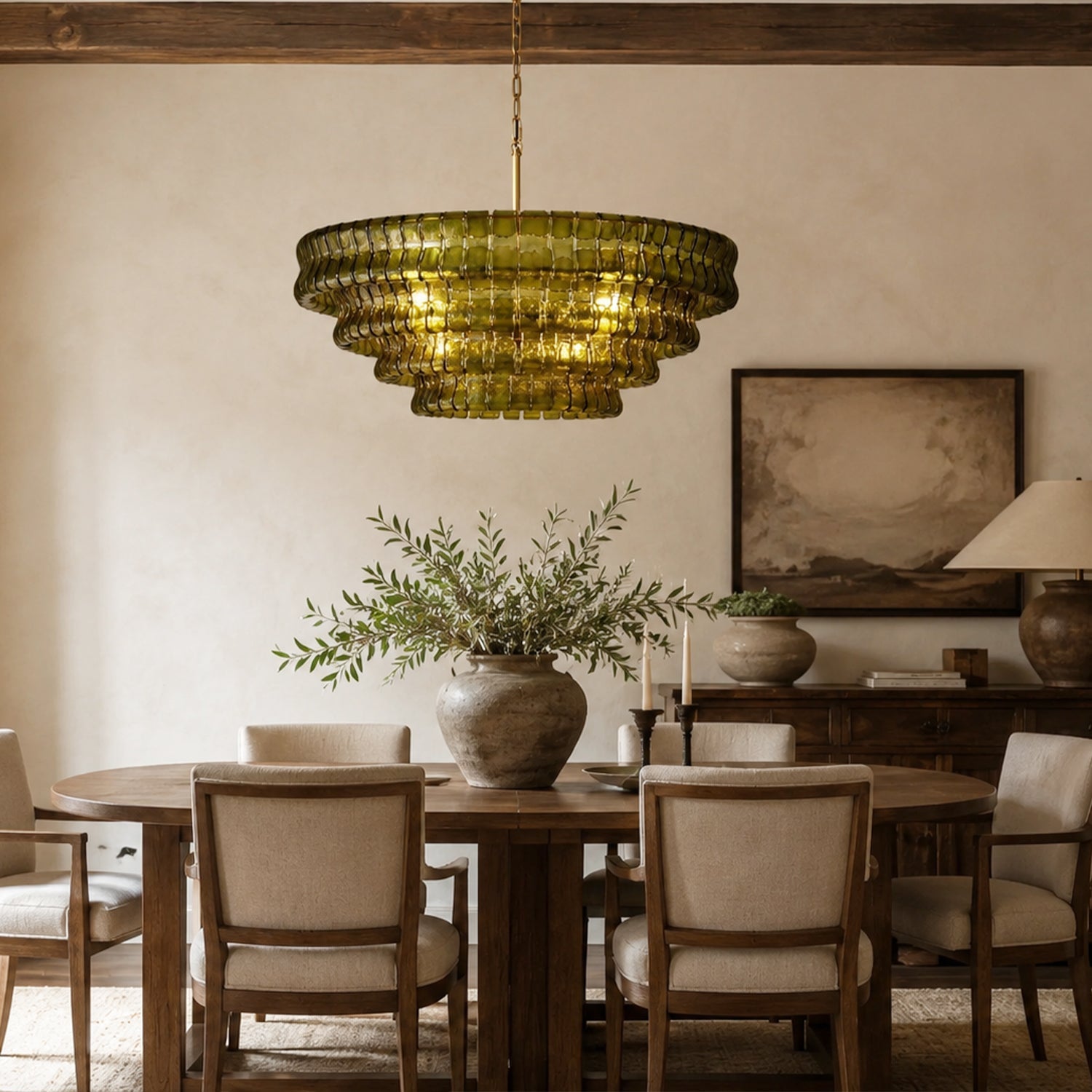 Amor 4-Tier Ghiaccio Glass Round Chandelier 36"