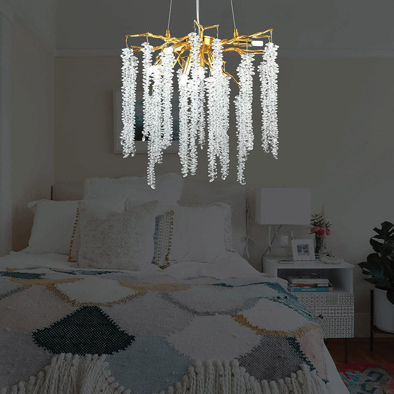 Doris White Crystal Branch Round Chandelier D20.5" L45"-Vancei