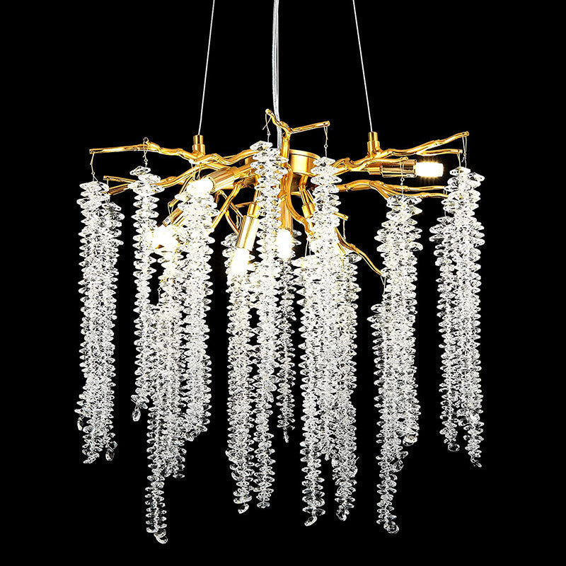 Doris White Crystal Branch Round Chandelier D20.5" L45"-Vancei