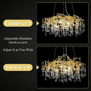 Doris Crystal Round Branch Chandelier 23.5"D Gold-Vancei