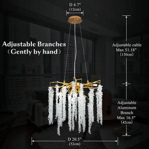 Doris White Crystal Branch Chandelier 20.5"D-Vancei