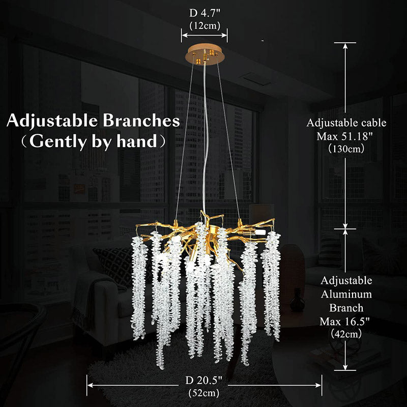 Doris White Crystal Branch Chandelier 20.5"D-Vancei