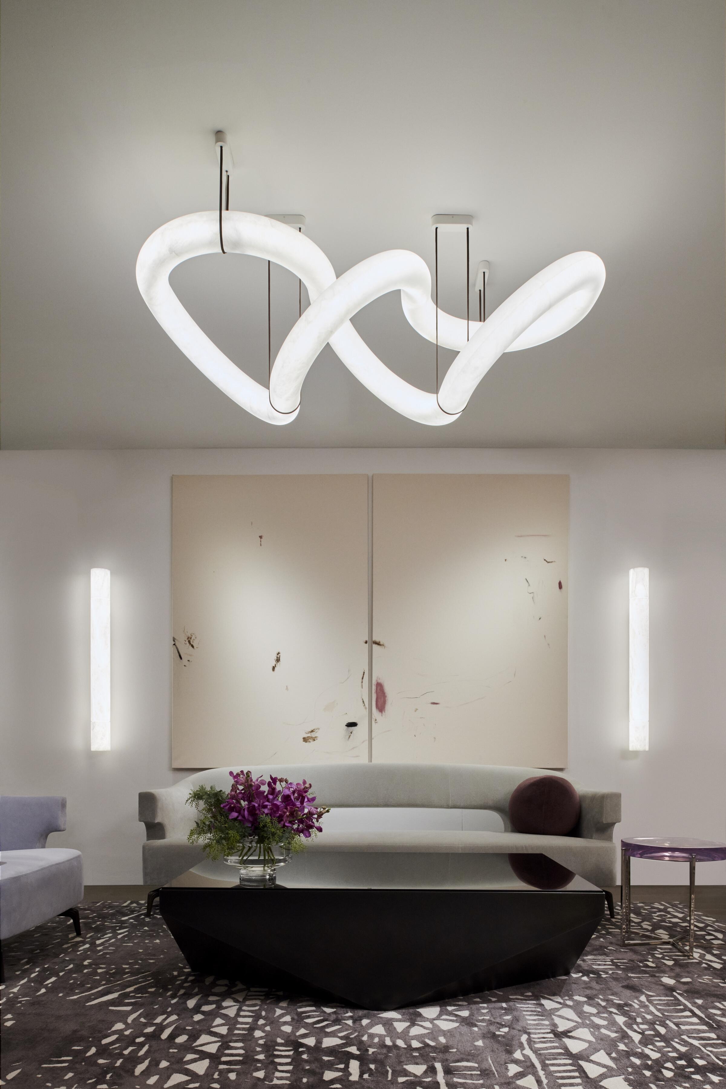 Glacera Designer Inspired Alabaster Chandelier Light For Living Room 35'' 55'' 56'' 70'' 96''W