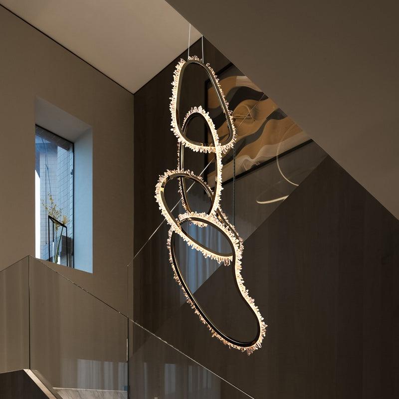 Primary Crystal Cluster 5 Rings Chandelier-Vancei