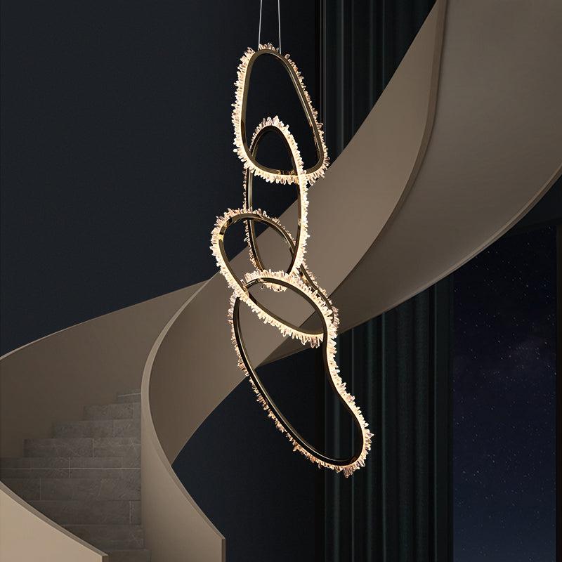 Primary Crystal Cluster 5 Rings Chandelier-Vancei