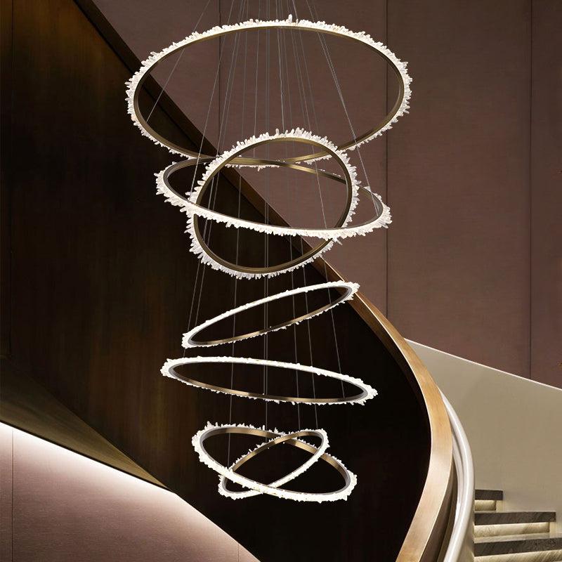 Primary Crystal Cluster Multi Rings Chandelier-Vancei