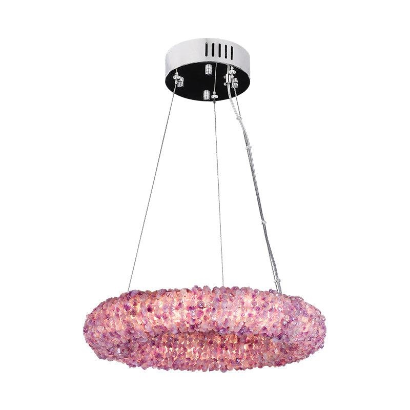 Purple Primary Crystal Cluster Round Chandelier-Vancei