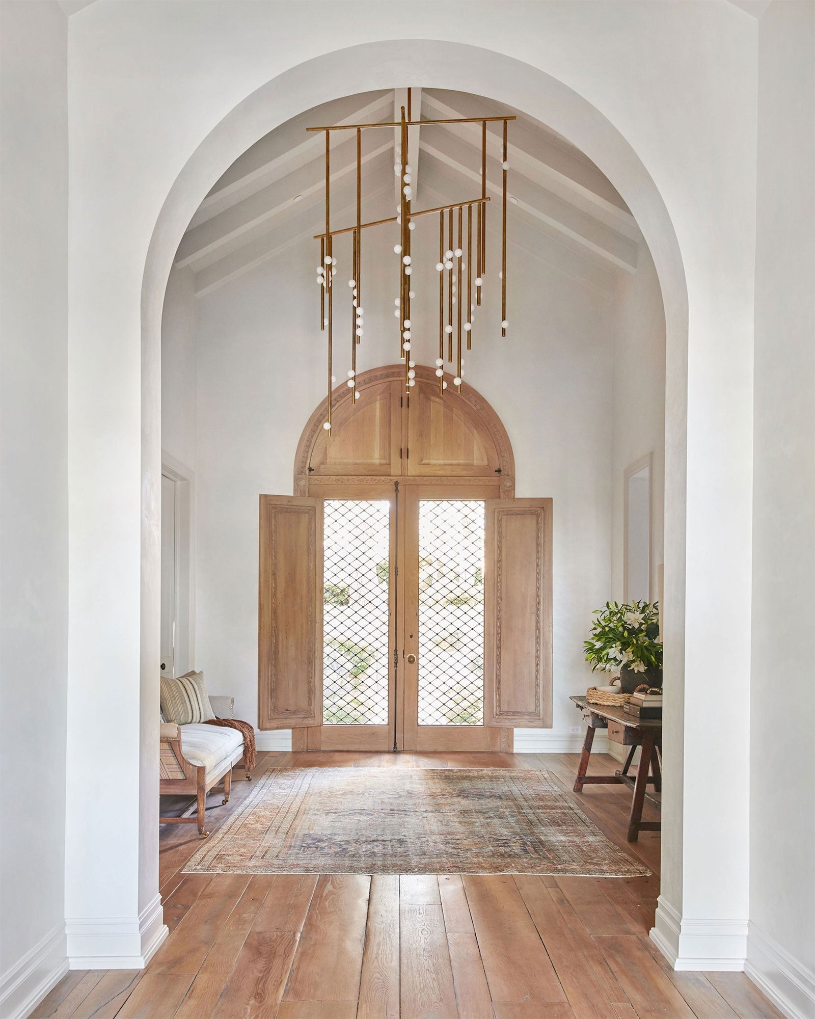 Brass Glass Drop Chandelier-Vancei
