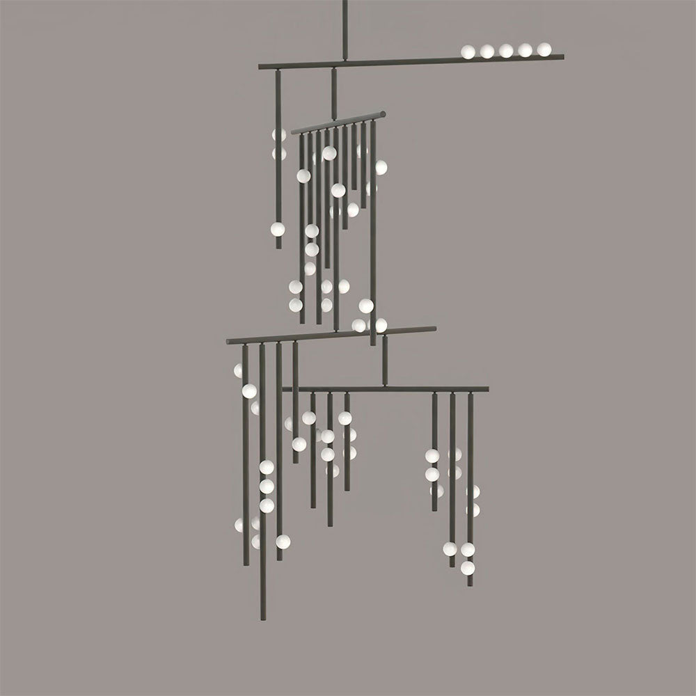 Brass Glass Drop Chandelier-Vancei