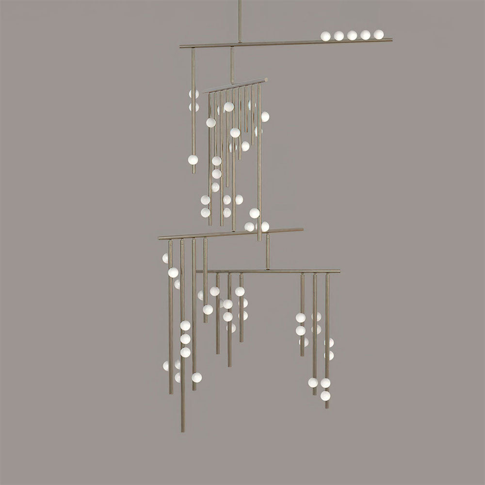 Brass Glass Drop Chandelier-Vancei