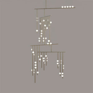 Brass Glass Drop Chandelier-Vancei