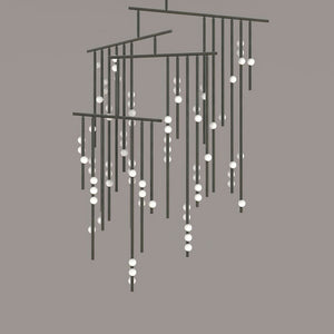 Brass Glass Drop Chandelier-Vancei