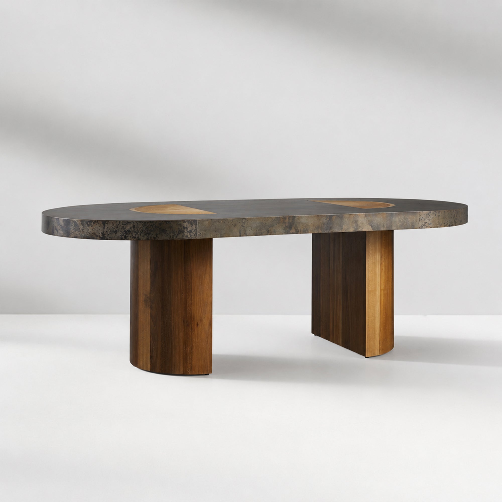Calacius Dining Table Oxidized Steel Wood Industrial Artisanal Dining