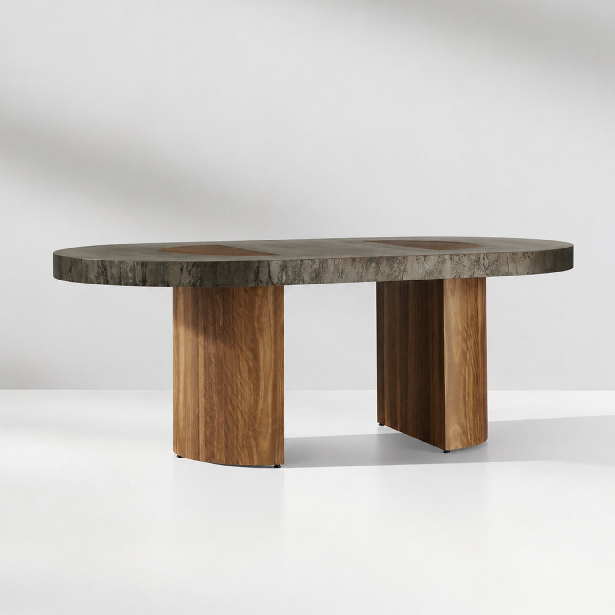 Calacius Dining Table Oxidized Steel Wood Industrial Artisanal Dining