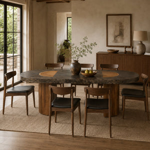 Calacius Dining Table Oxidized Steel Wood Industrial Artisanal Dining