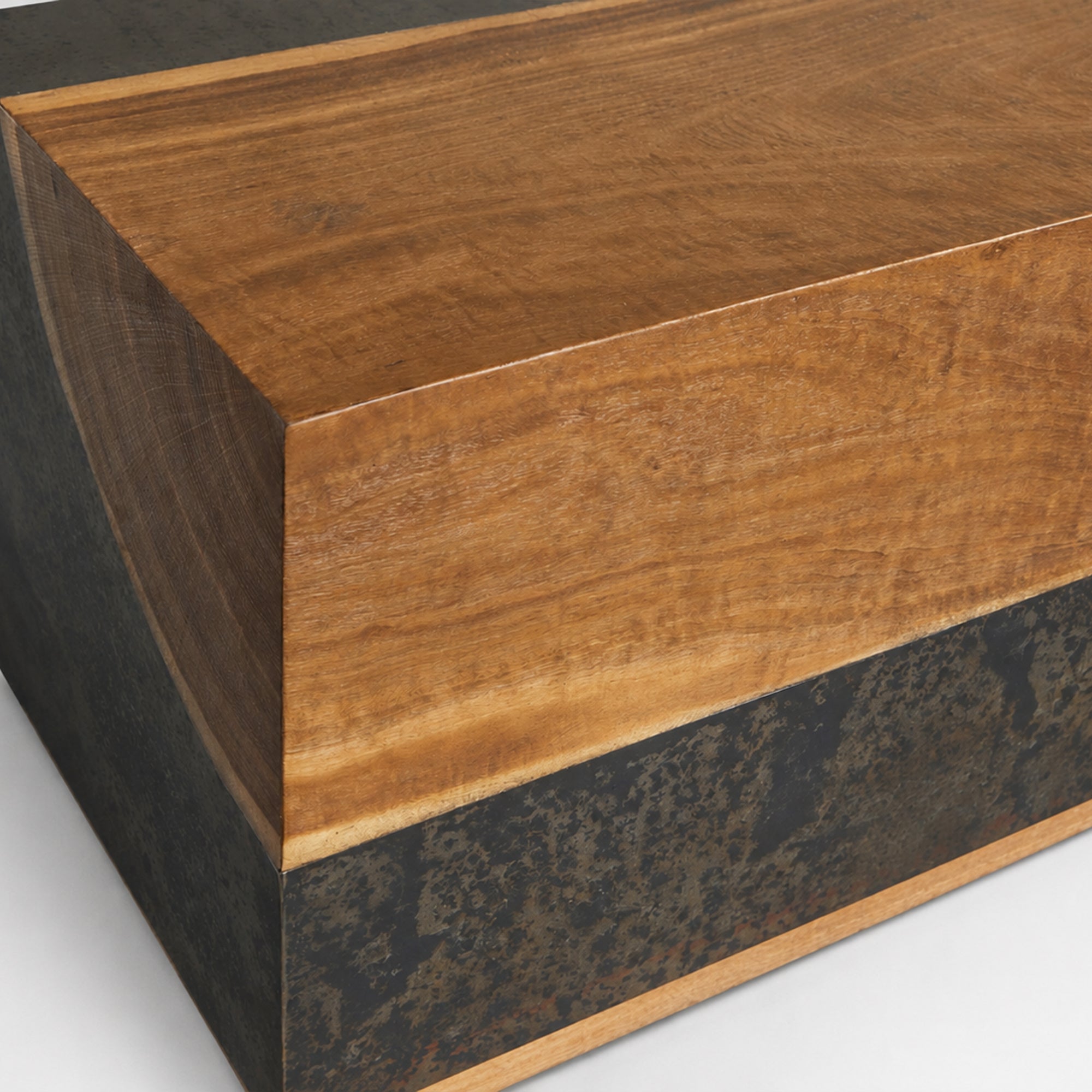 Calacius End Table Oxidized Steel Wood Industrial Artisanal Living