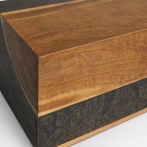 Calacius End Table Oxidized Steel Wood Industrial Artisanal Living