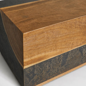 Calacius End Table Oxidized Steel Wood Industrial Artisanal Living
