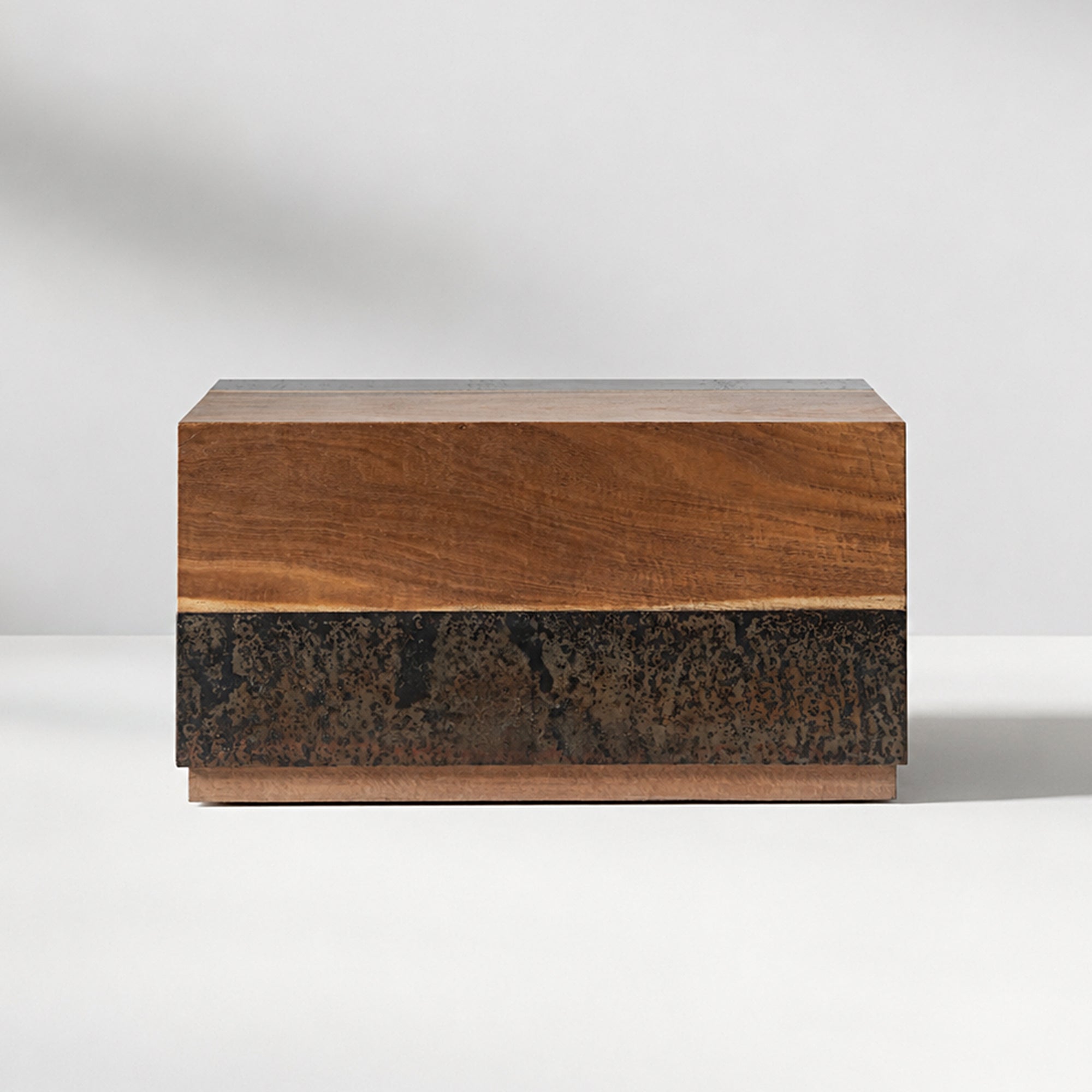 Calacius End Table Oxidized Steel Wood Industrial Artisanal Living