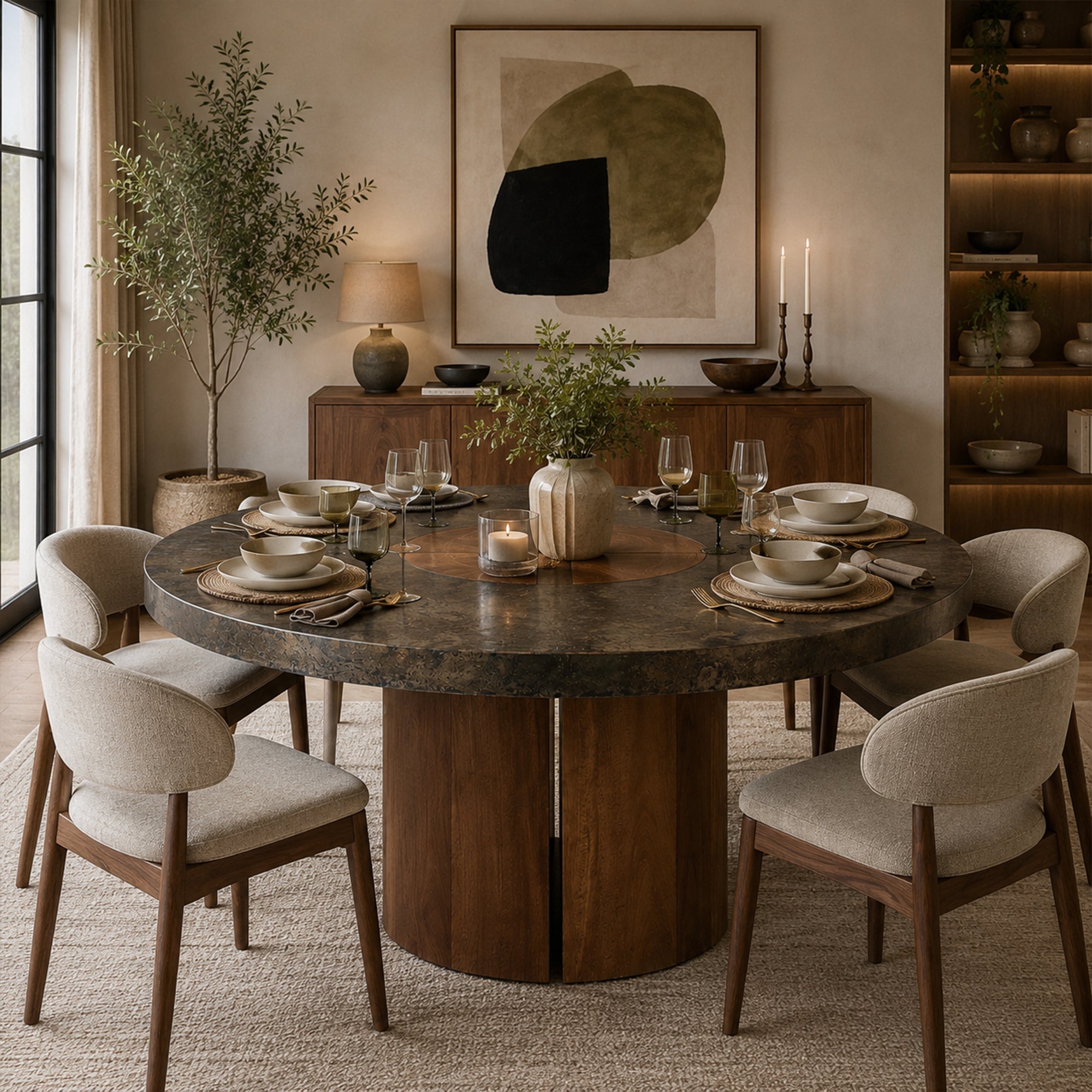 Calacius Artisan Round Dining Table in Reclaimed Reclaimed Wood