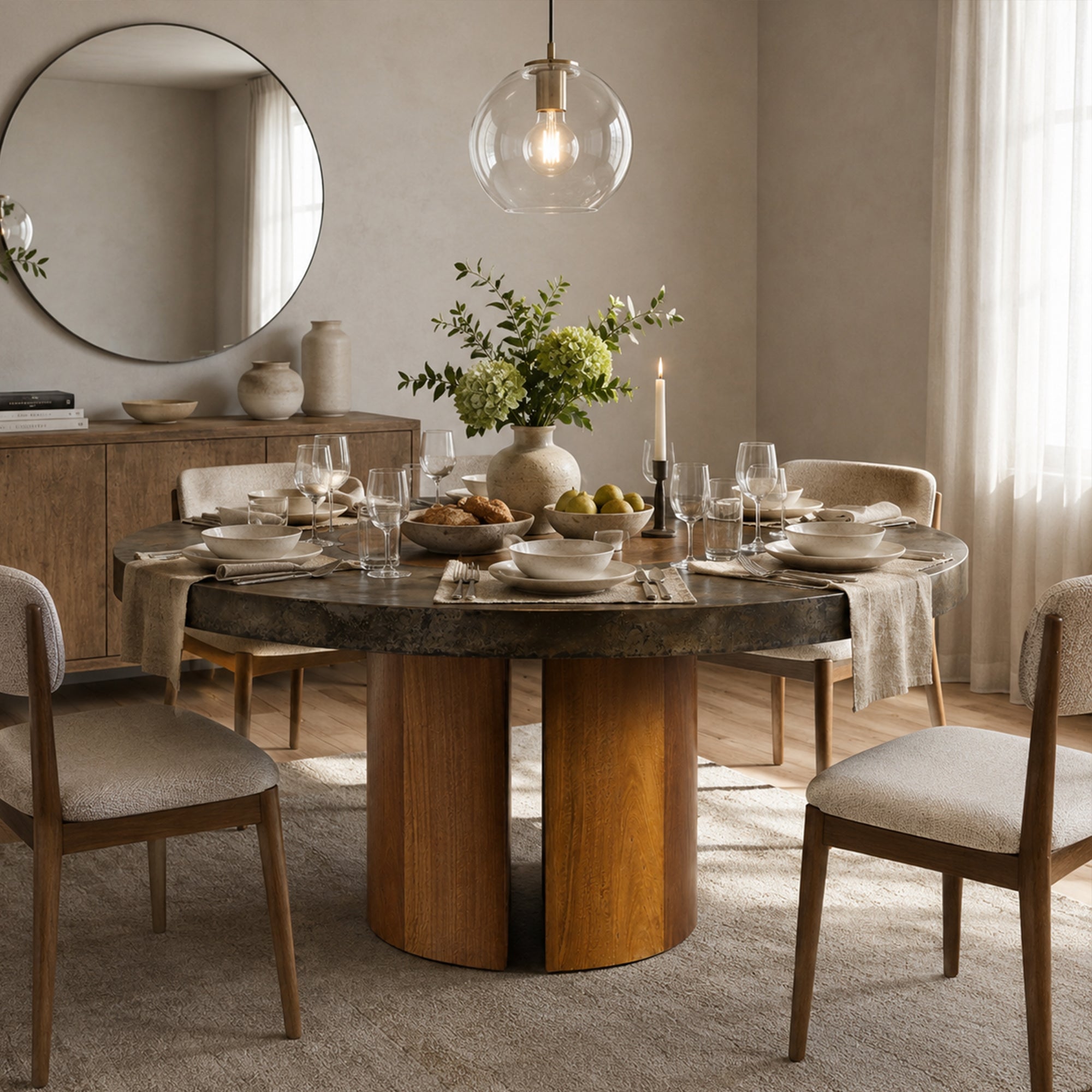 Calacius Artisan Round Dining Table in Reclaimed Reclaimed Wood