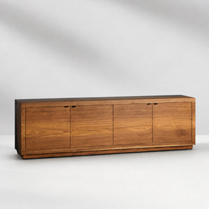 Calacius Industrial Media Console Oxidized Steel Reclaimed Wood Living