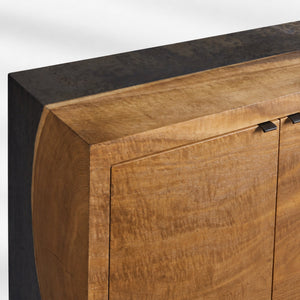 Calacius Industrial Media Console Oxidized Steel Reclaimed Wood Living