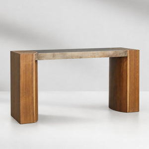 Calacius Steel Wood Console Table Handcrafted Industrial Style Living