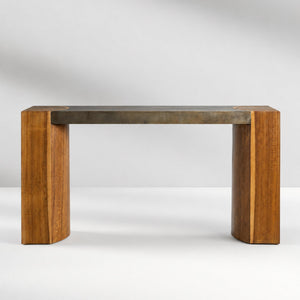 Calacius Steel Wood Console Table Handcrafted Industrial Style Living