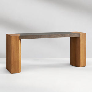 Calacius Steel Wood Console Table Handcrafted Industrial Style Living
