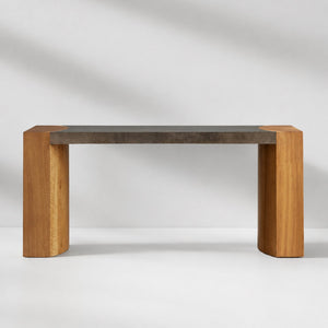 Calacius Steel Wood Console Table Handcrafted Industrial Style Living