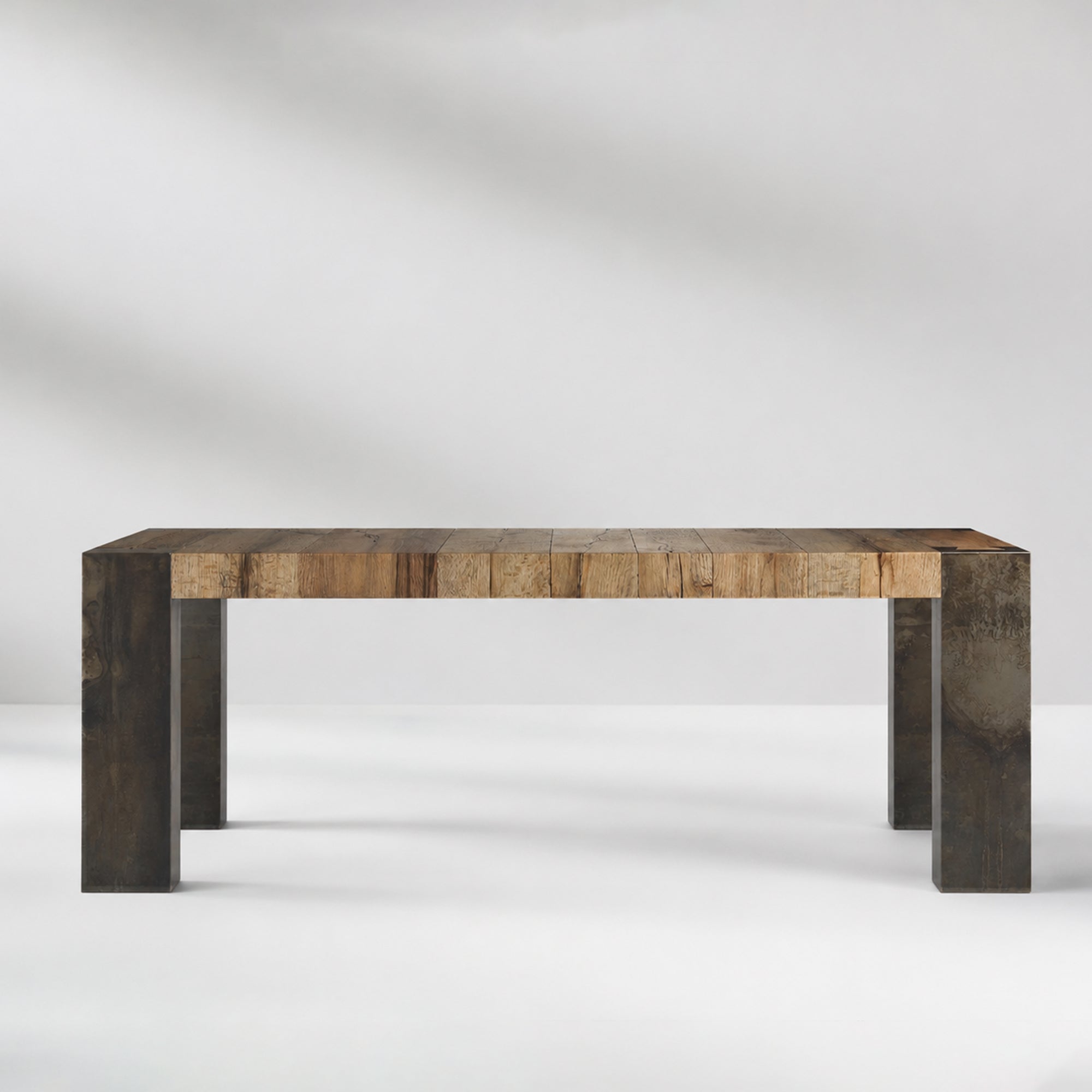 Tellurian Oak Dining Table Rectangular Handcrafted Rustic Industrial Dining Furniture