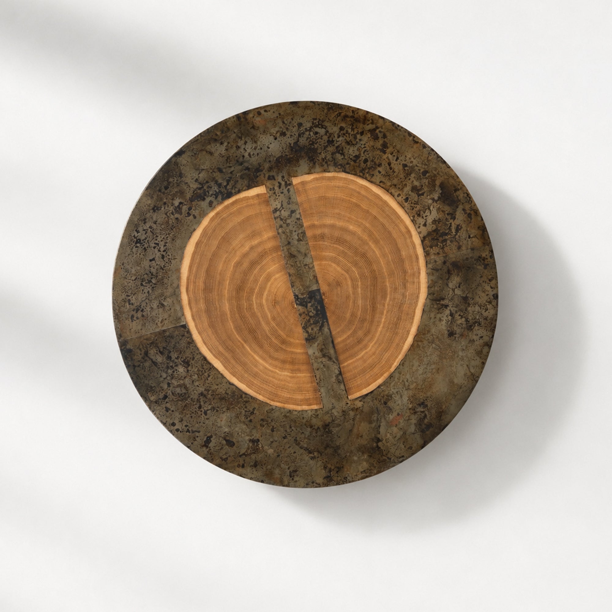 Calacius Round Coffee Table Yukas Wood Cocktail Table Sofa Industrial Center Tea Table