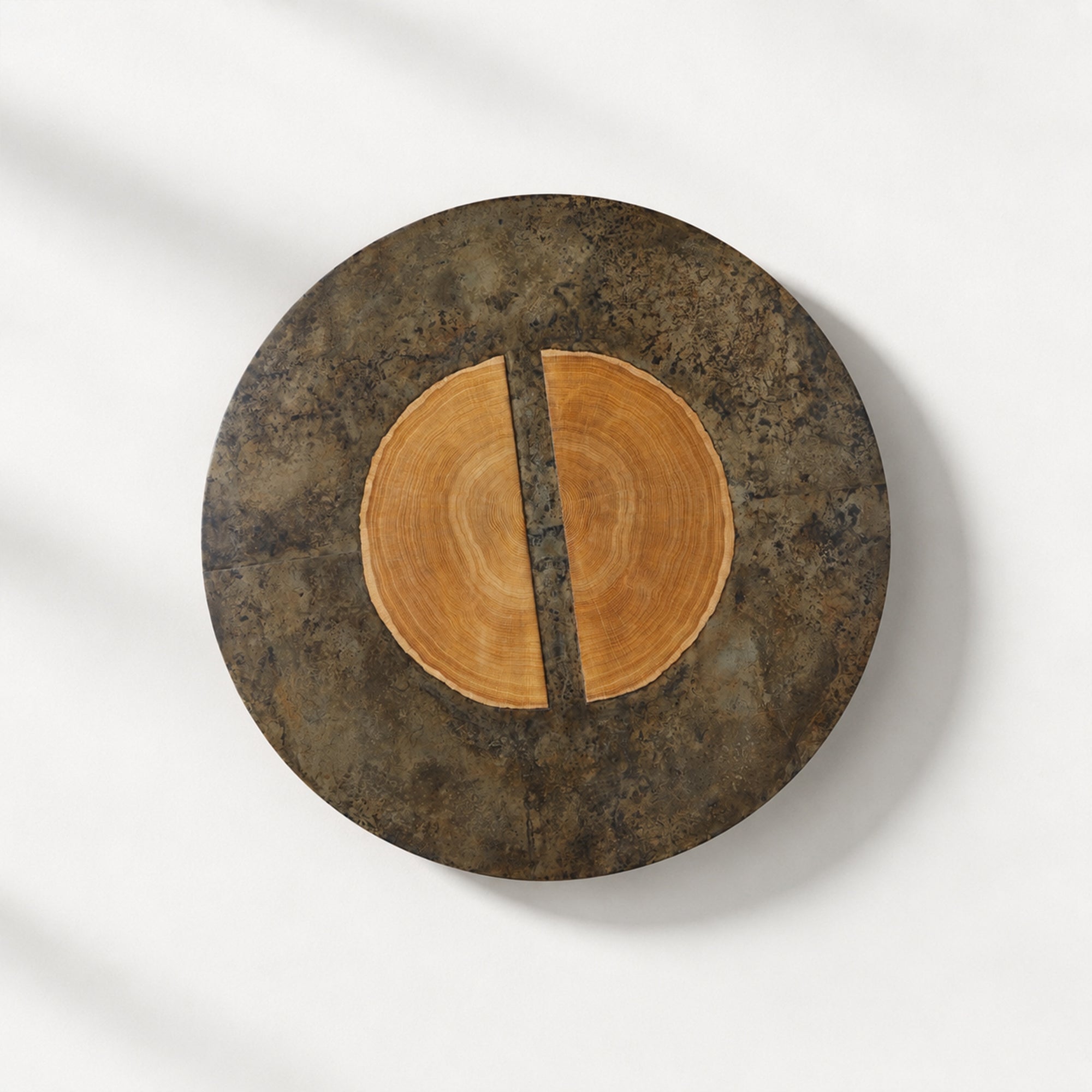 Calacius Round Coffee Table Yukas Wood Cocktail Table Sofa Industrial Center Tea Table